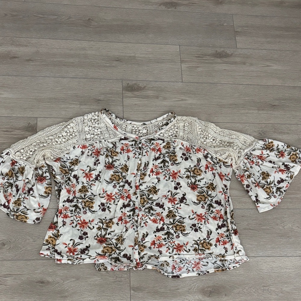 Cato Cream Floral Lace Blouse